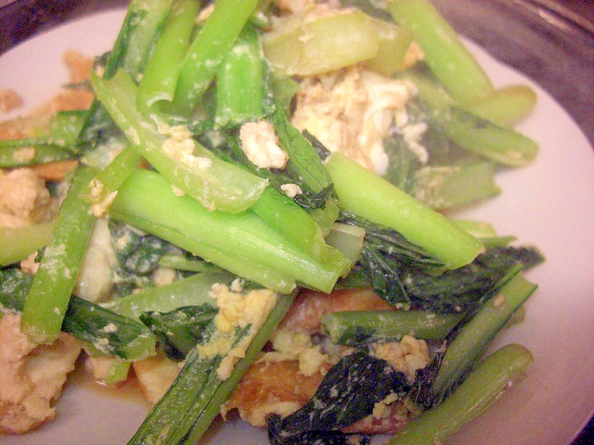 5分で出来ちゃう♪厚揚げと小松菜の甘醤油炒め