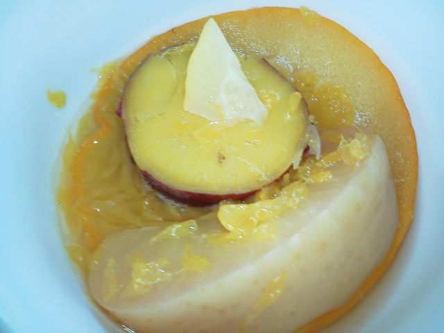 スライスサマーフルーツとりんごさつま芋のコンポート