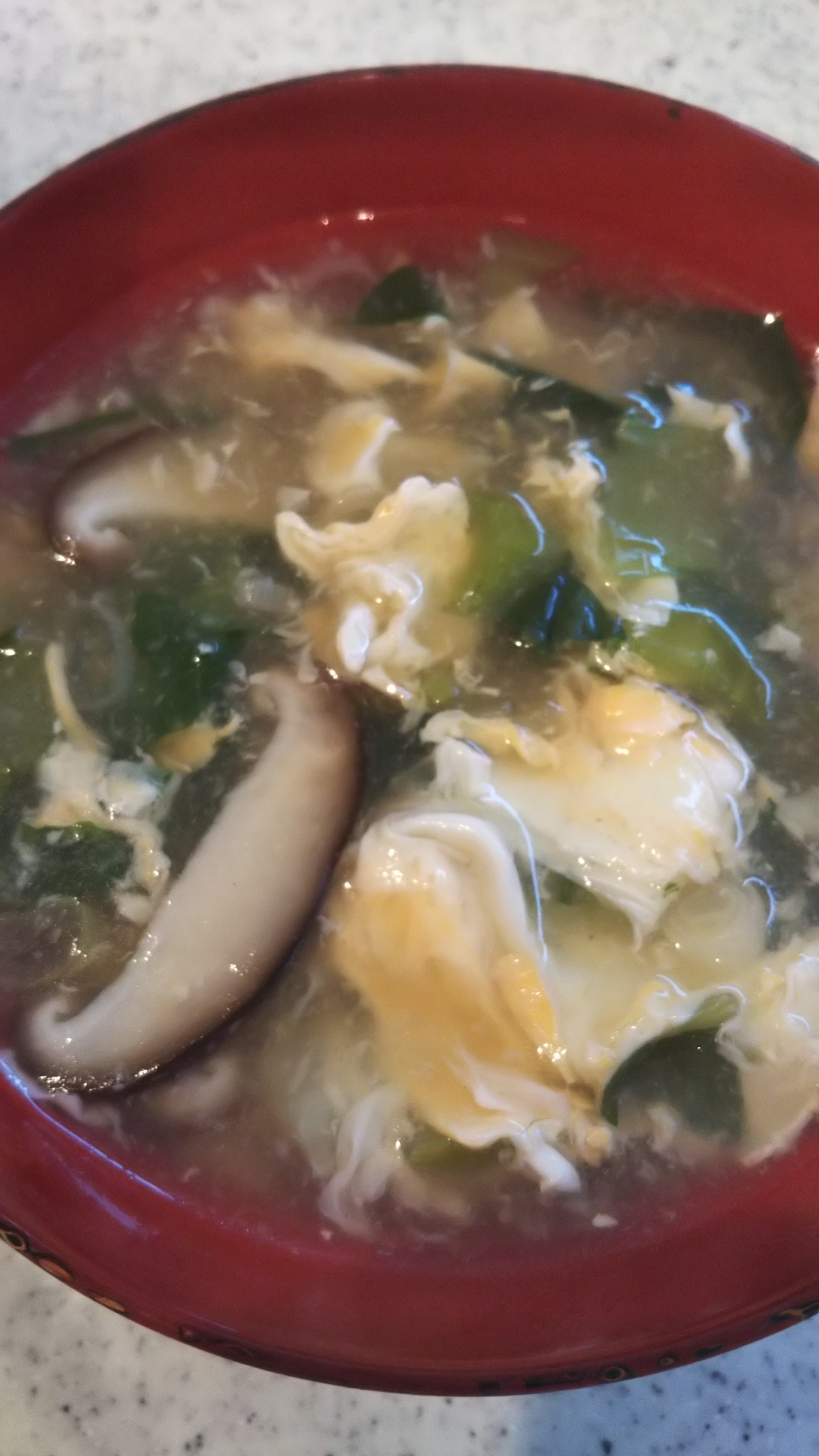 小松菜と椎茸のとろみかき玉スープ