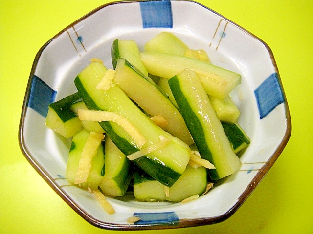 きゅうりと生姜の昆布茶麺つゆ漬け