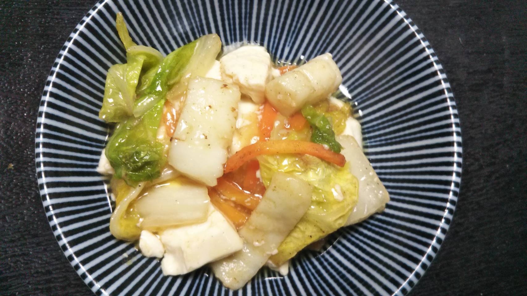 イカと豆腐の中華あんかけ