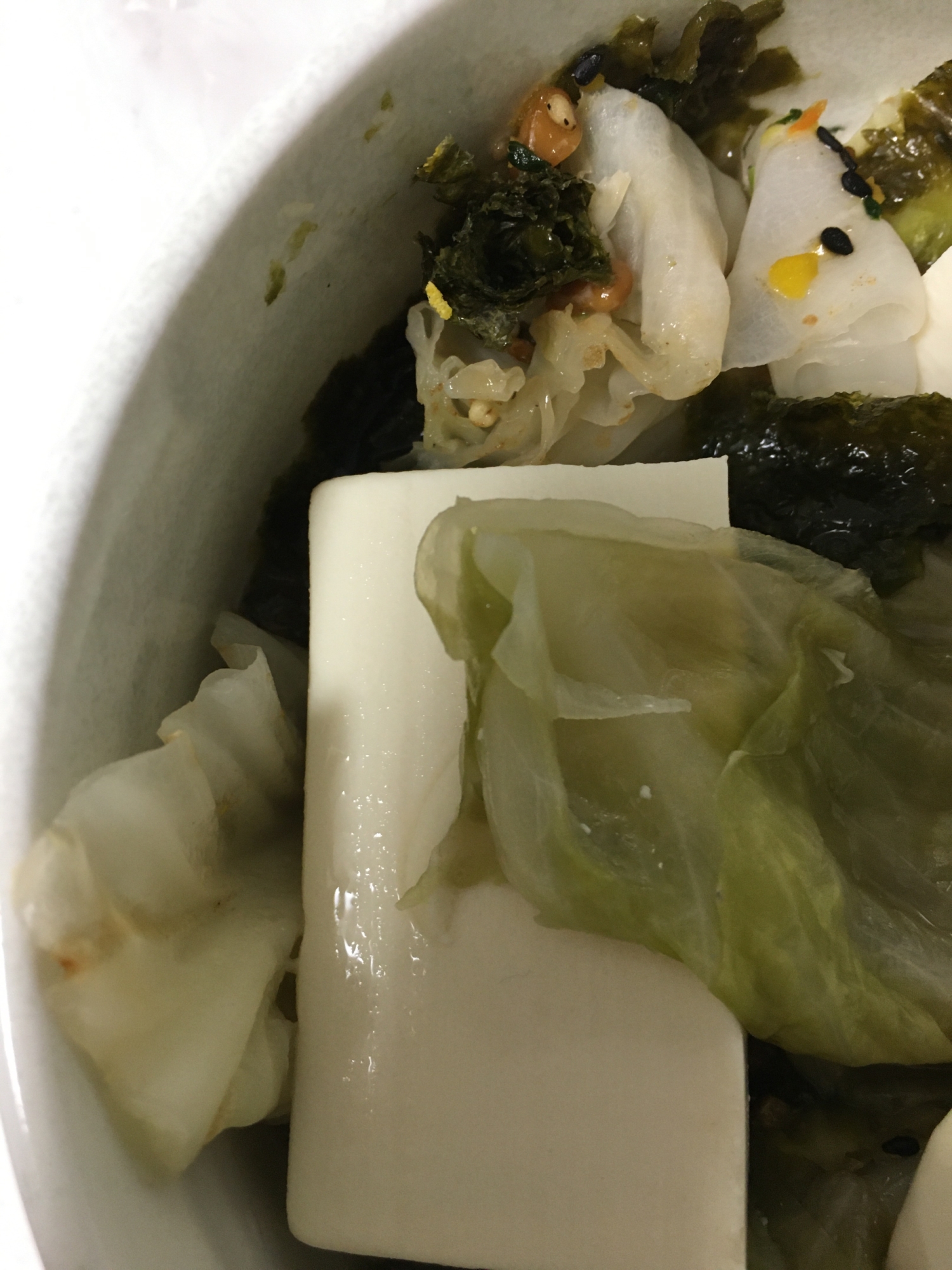 豆腐キャベツサラダ♪ふりかけ海苔納豆
