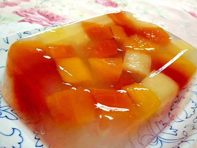 ほんわり林檎❤彩りフルーツの林檎酢寒天❤