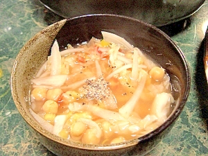 冬スープ☆キャベツとひよこ豆のスープ