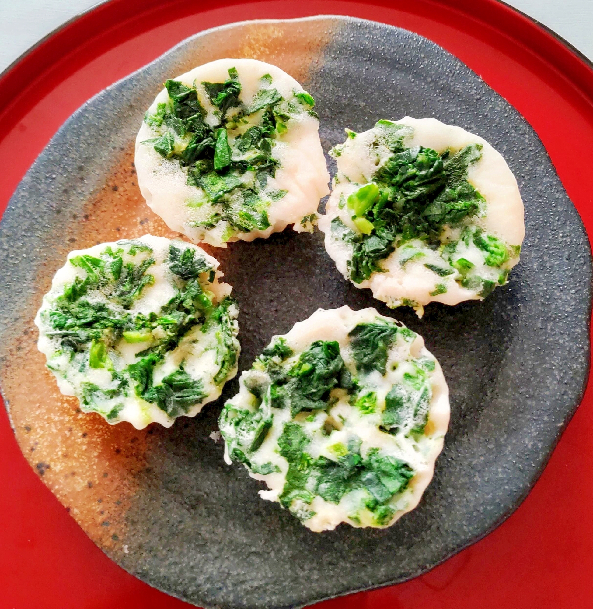 【離乳食】レンジDe簡単★ほうれん草米粉蒸しケーキ