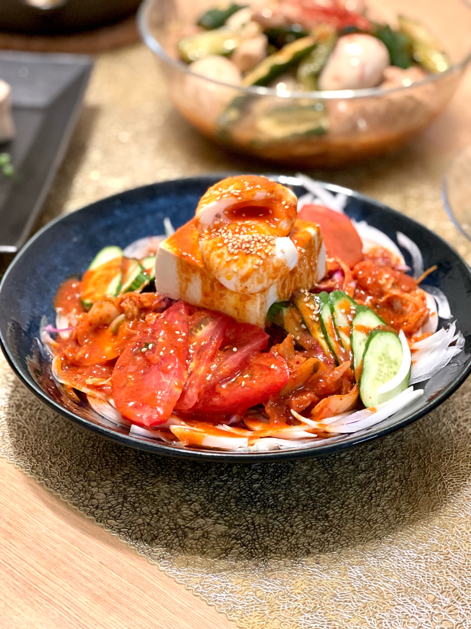 野菜たっぷり♪ビビン麺風豆腐サラダ