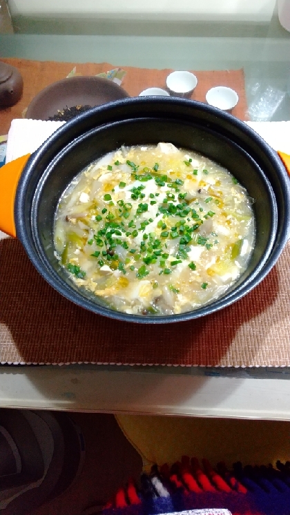 酸っぱ辛い♡白菜とエリンギの酸辣湯