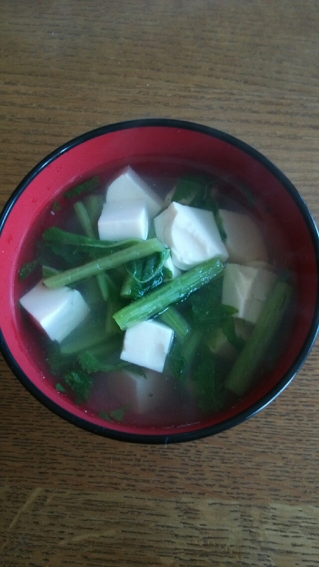 白だしで簡単☆カブの葉と豆腐のおすまし