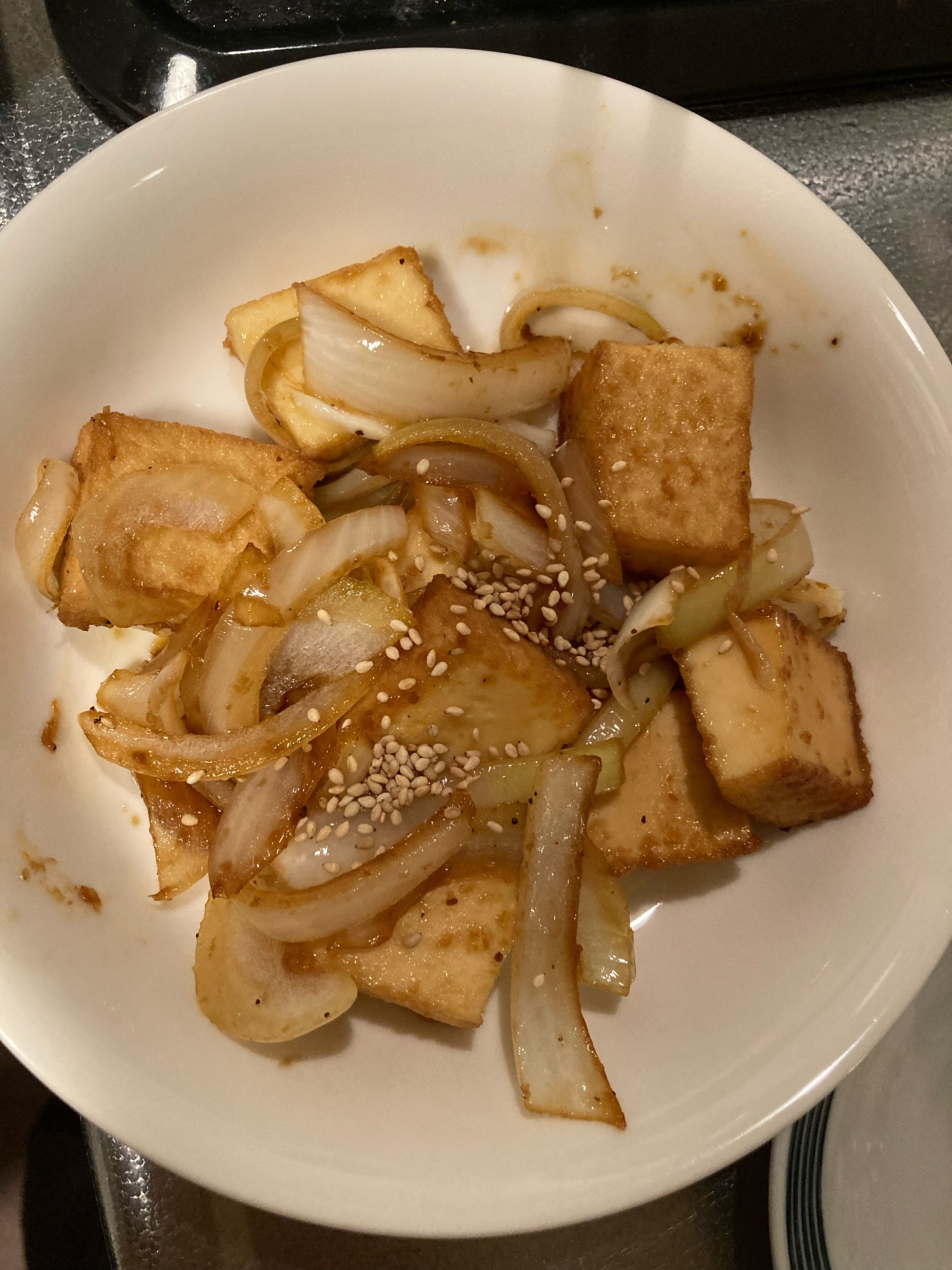 市販タレで、厚揚げの生姜焼き