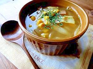 新玉ねぎとベーコンのカレー風味スープ