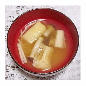 えのき・しめじ・油揚げの味噌汁（昆布だし塩麹入り）