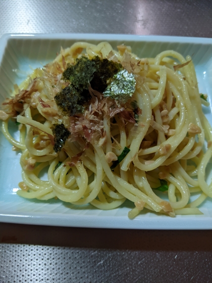 納豆バター鰹節スパゲッティ