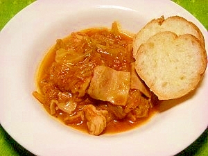 圧力鍋で☆キャベツとチキンのトマト煮