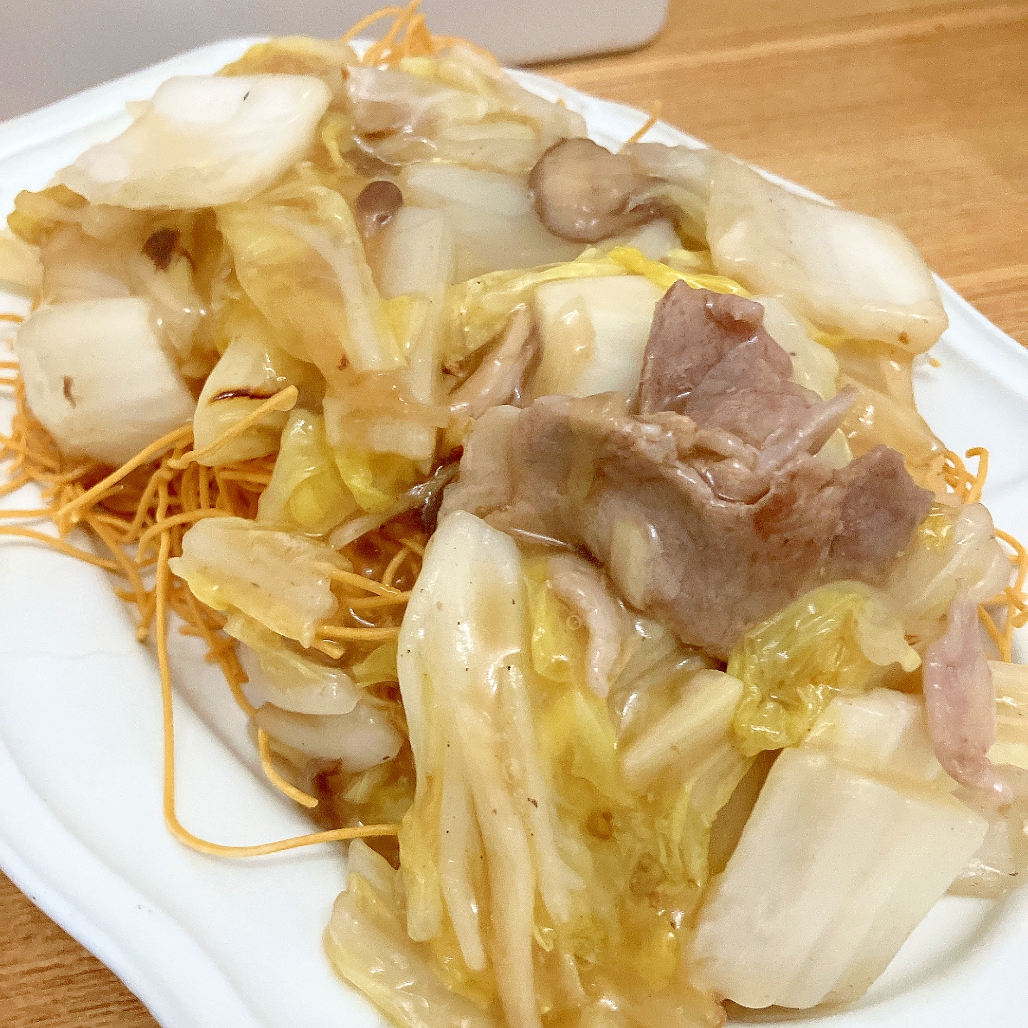 たっぷりお野菜!白菜と新ショウガの皿うどん