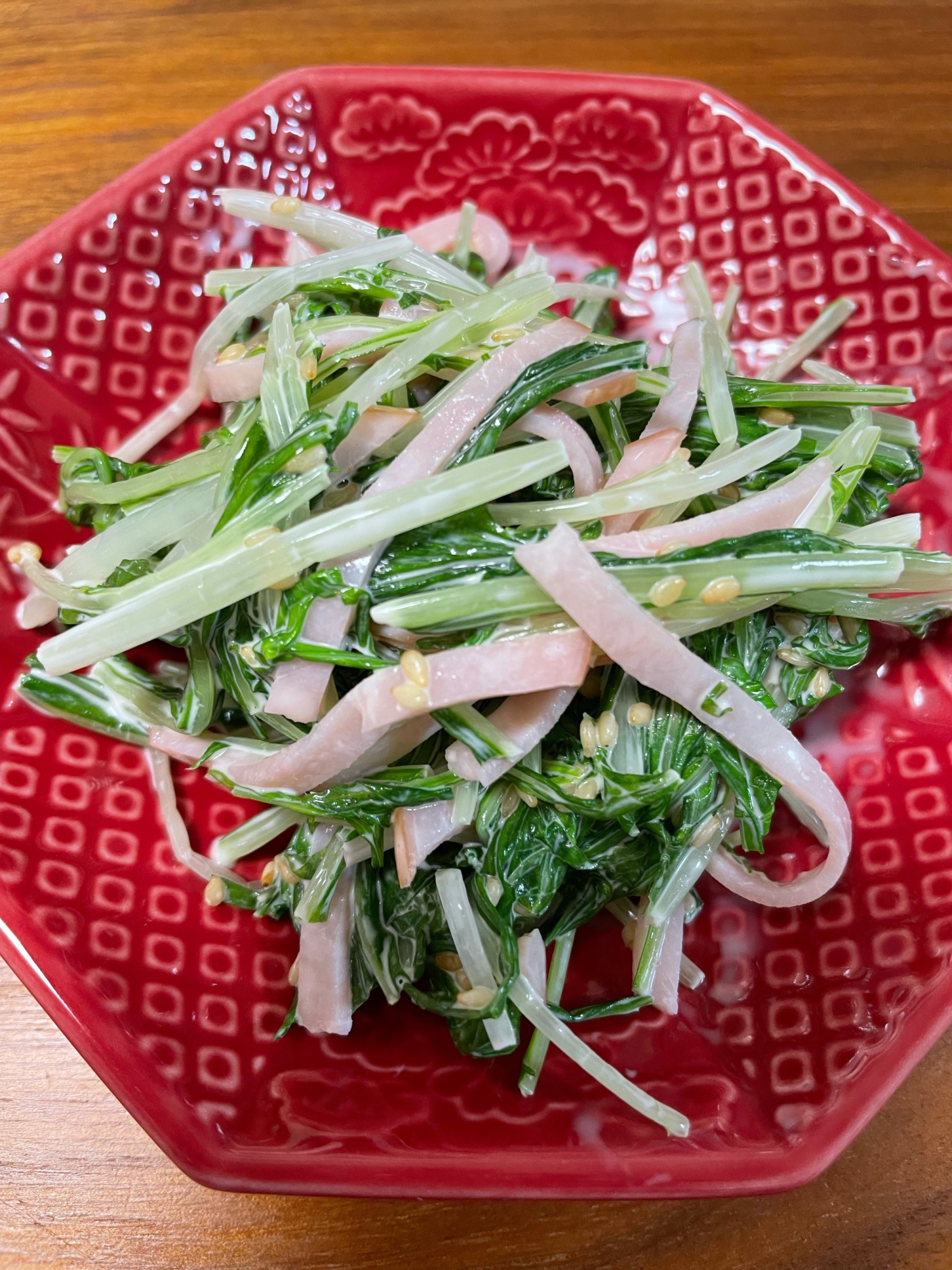 水菜とハムのサラダ