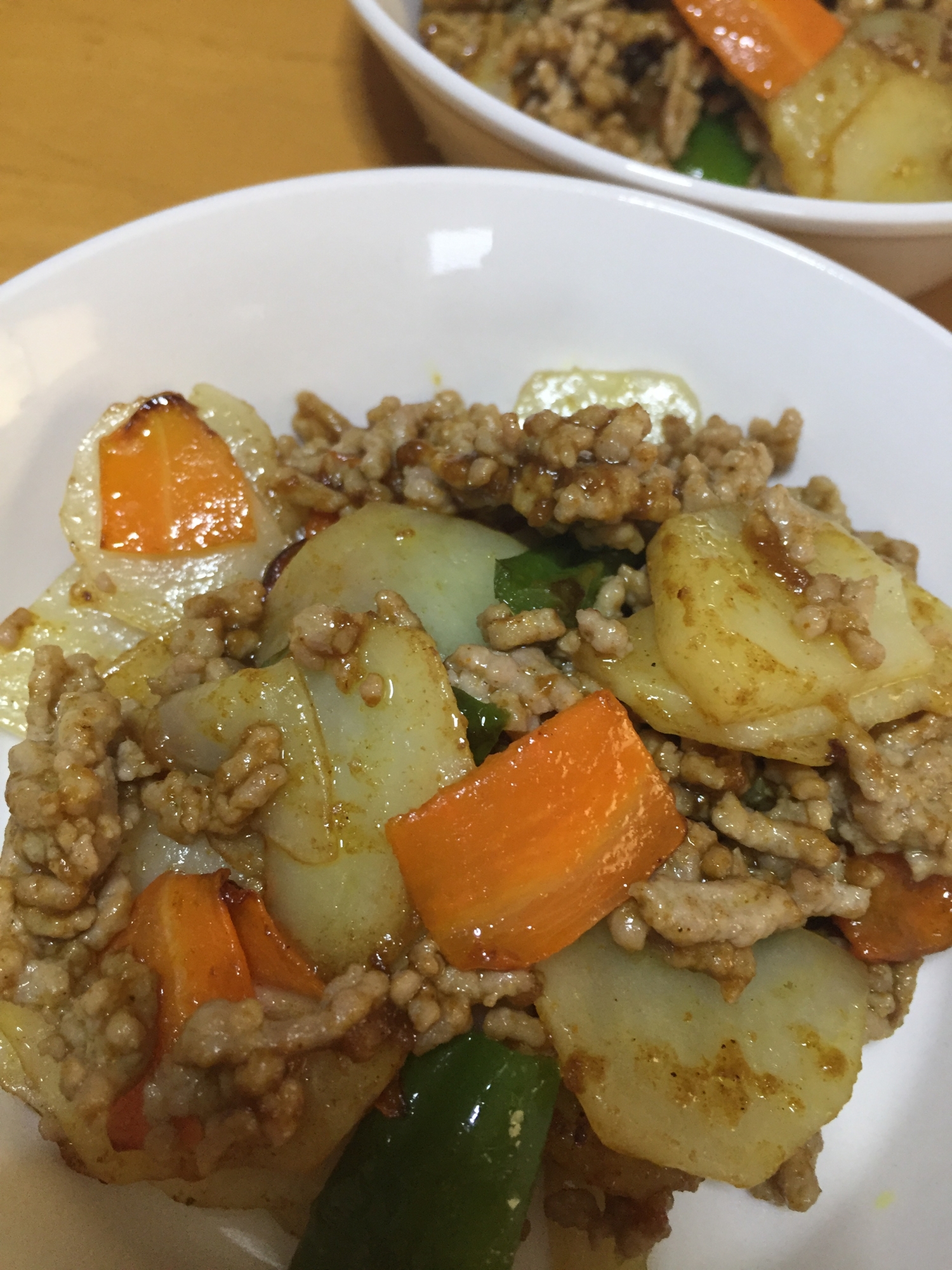 じゃが芋と豚ひき肉のカレー炒め