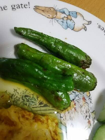 グリルで！　「焼きしし唐の蜂蜜生姜醤油和え」