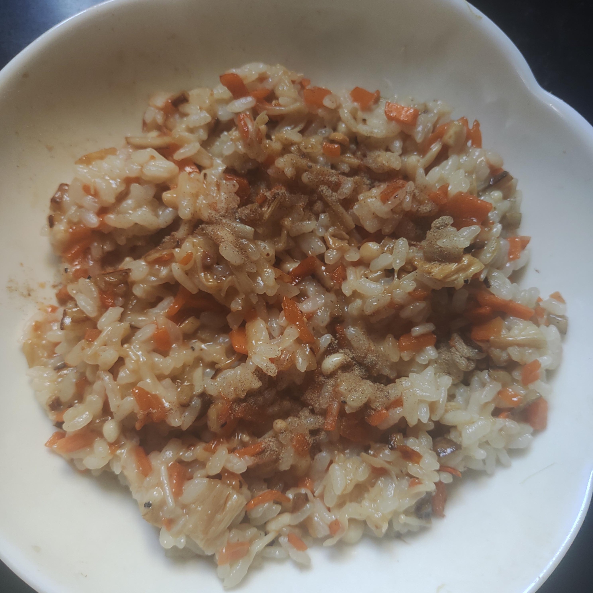 ごぼう、にんじん、えのき、カルボナーラ焼き飯