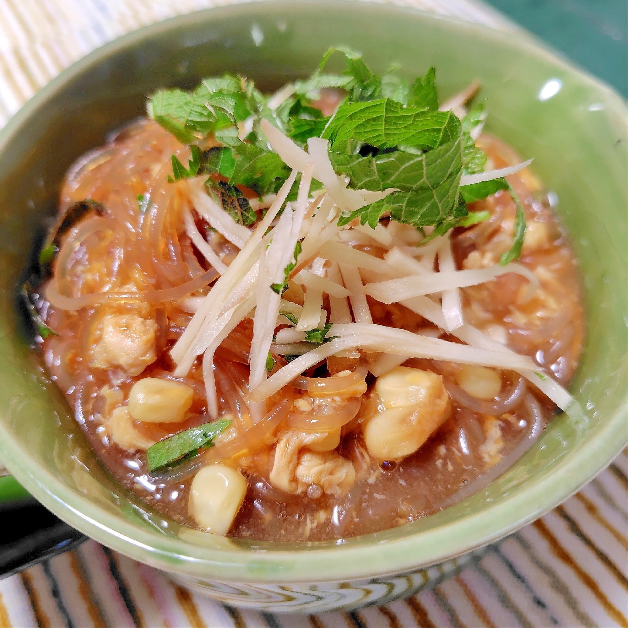 とうもろこし春雨和風スープ