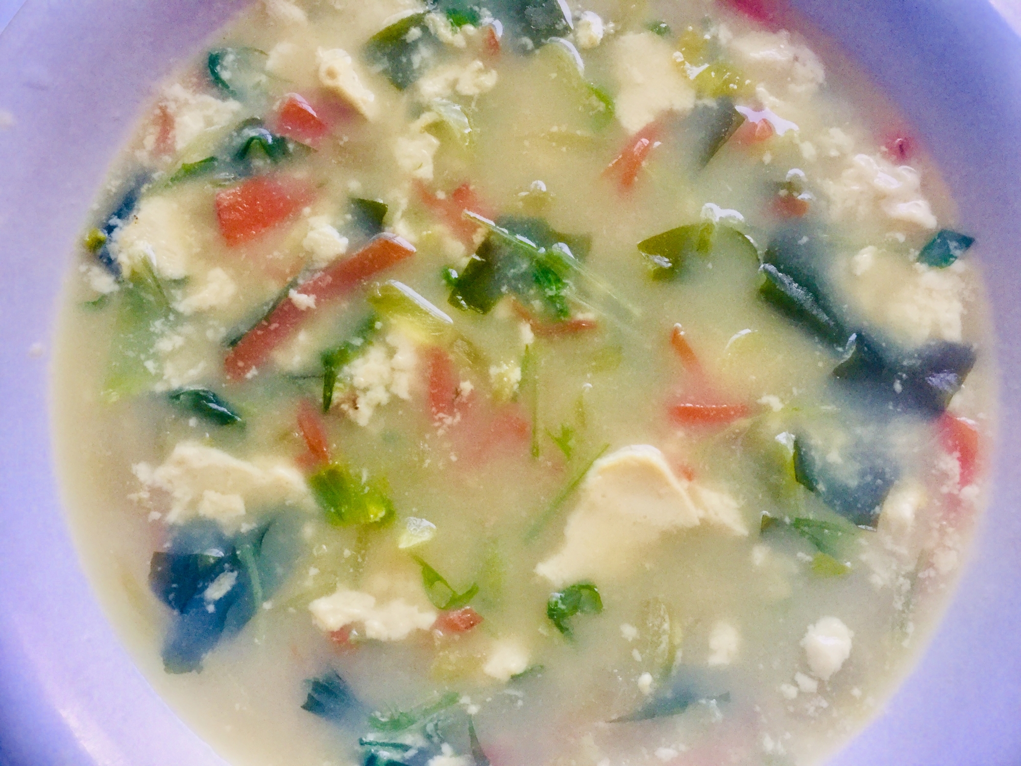 水菜とチンゲンサイの豆腐スープ
