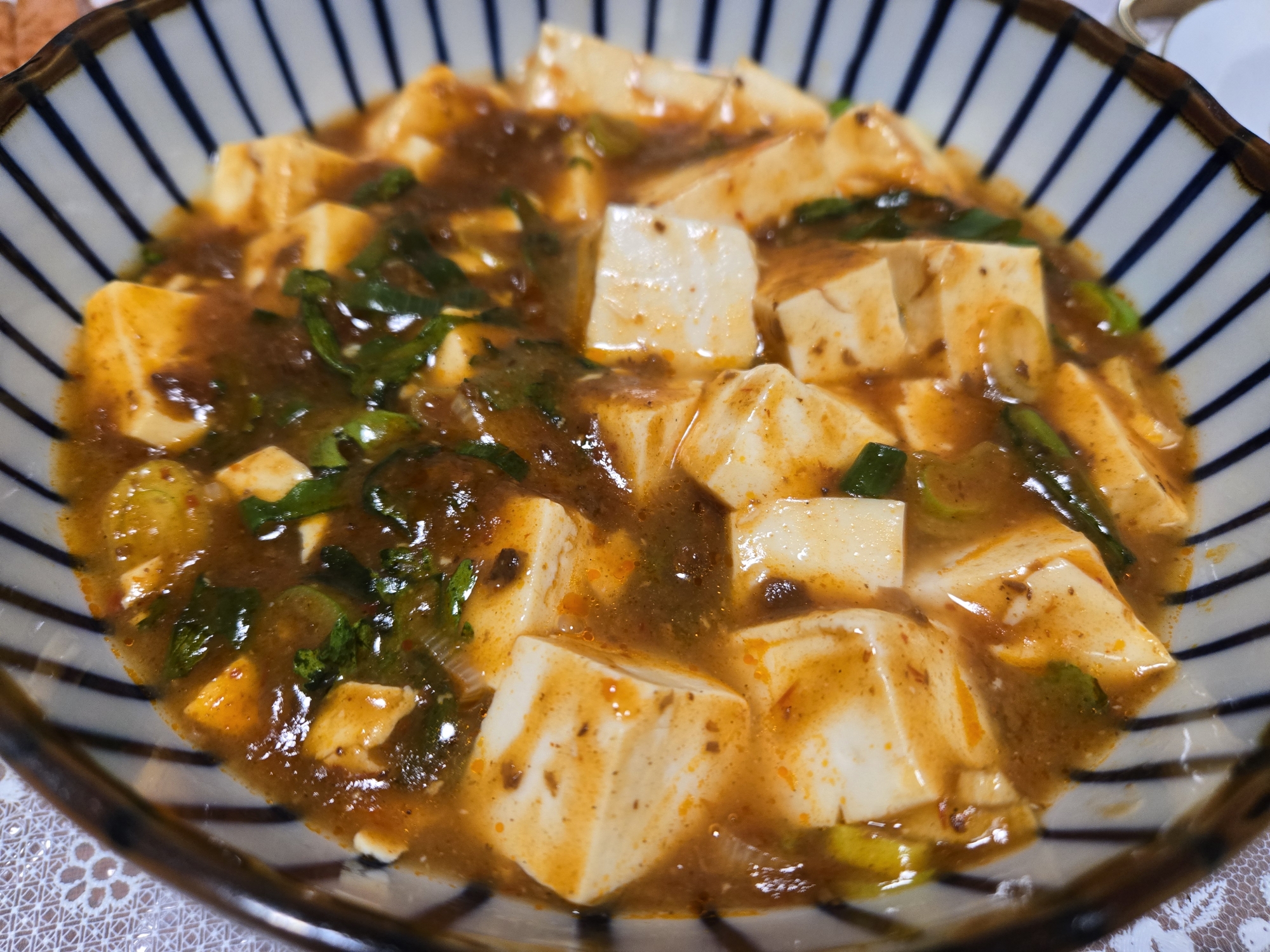 春菊入りの麻婆豆腐