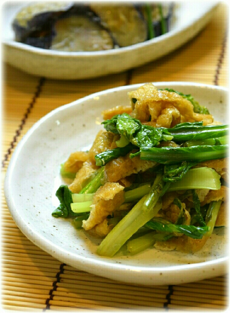 かぶの葉のめんつゆ炒め