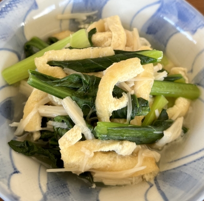 レンジで！小松菜と油揚げとえのき茸の煮物