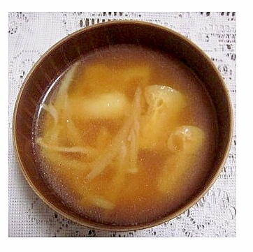 えのきと油揚げの冷やし味噌汁（鰹だし・塩麹入り）