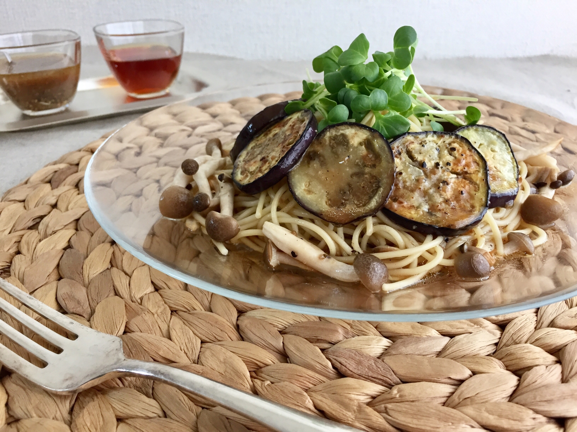 なすとしめじの冷製パスタ