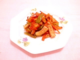 高野豆腐と野菜のトマトソース炒め