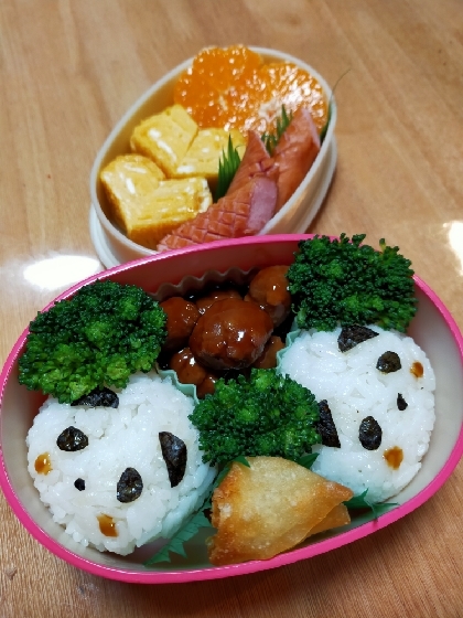 キャラ弁　簡単デコおにぎり☆パンダのおにぎり弁当♪