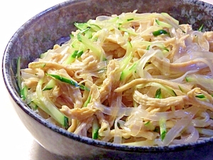 冷やしてさっぱり、平春雨と鶏肉の中華和え