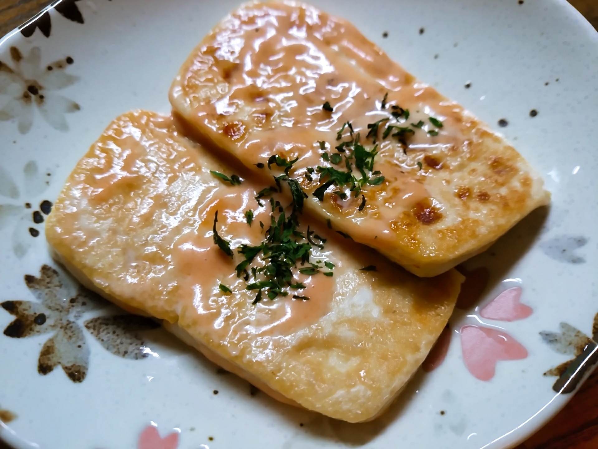 豆腐のオーロラソース焼き