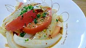 玉葱とトマトの粒マスタードバルサミコサラダ