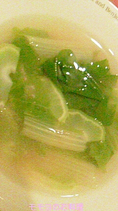山東菜とブロッコリーの茎のお味噌汁