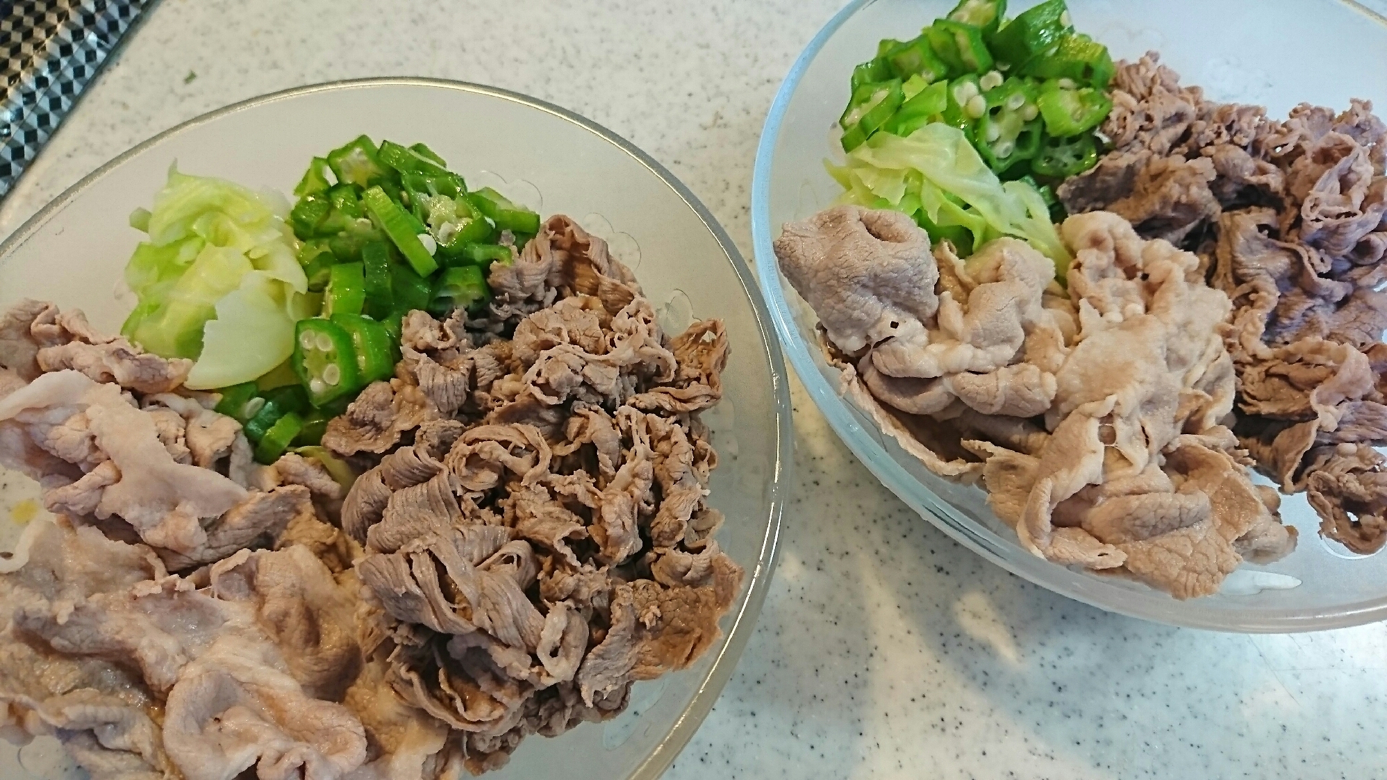 茹で野菜と牛肉・豚肉の冷しゃぶ