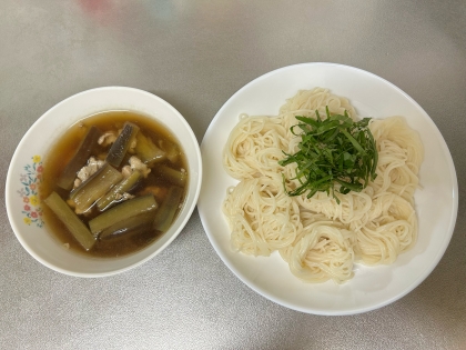 なすと豚肉のそうめん♩簡単アレンジそうめんで大満足