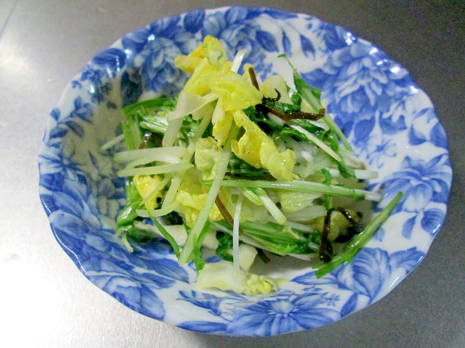 水菜と白菜の塩昆布ポン酢漬け