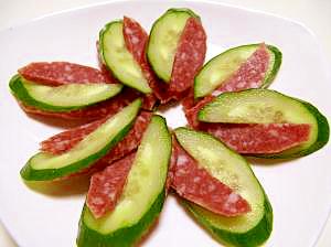 サラミときゅうりのおつまみ