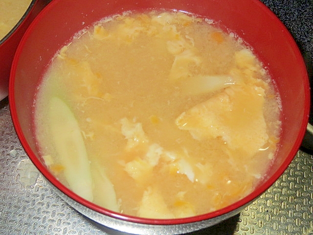 姫竹と卵のお味噌汁