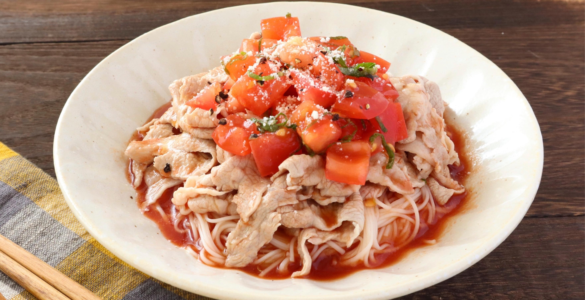 豚肉とトマトのイタリアンぶっかけそうめん