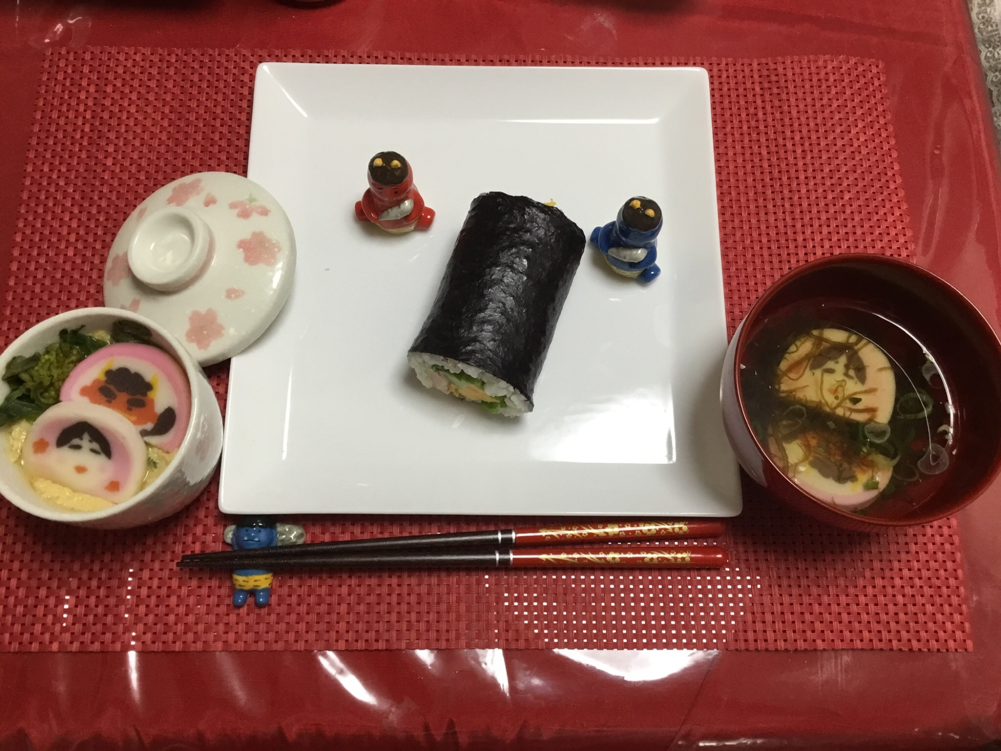 節分の日に、大豆と蟹味噌茶碗蒸し