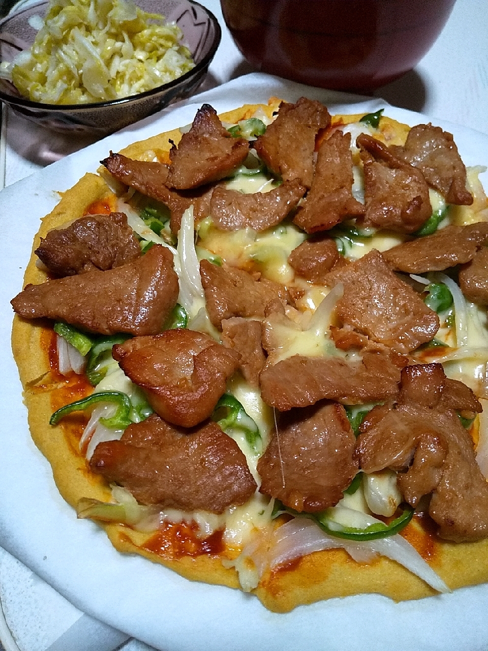 韓国風♪豚ヒレ肉のピザ～おからパウダー生地