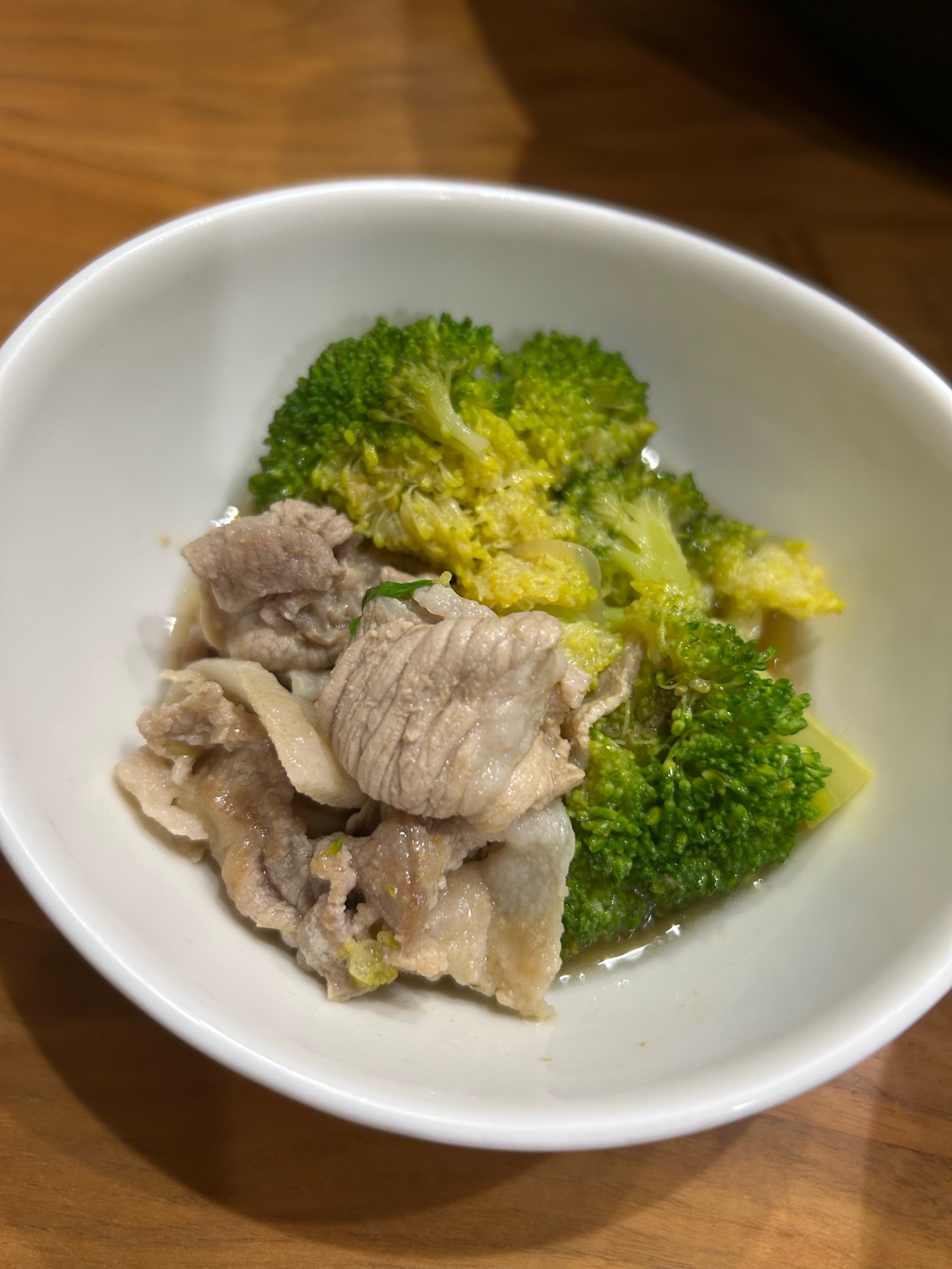 ブロッコリーと豚こまの麺つゆ煮