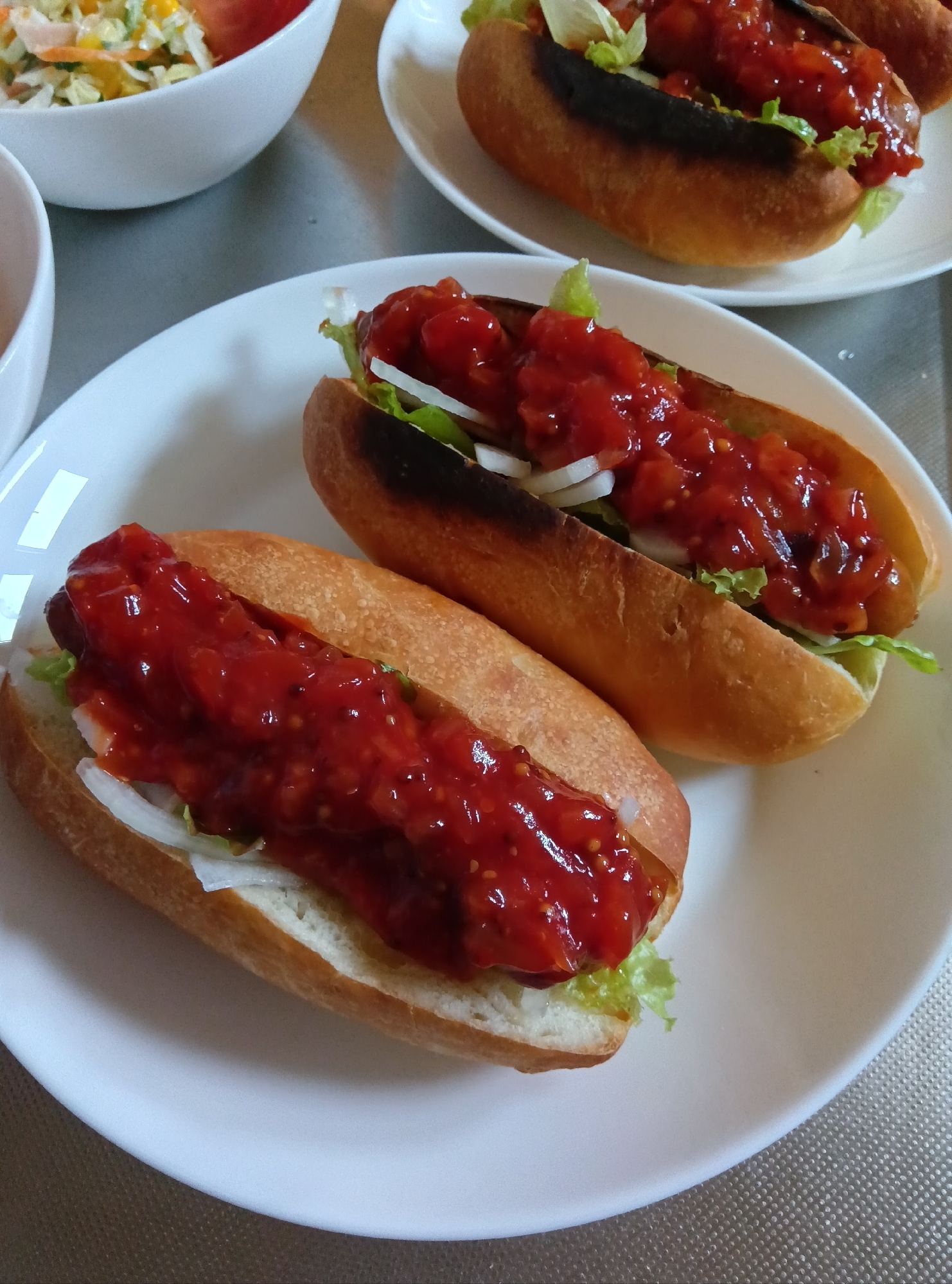 玉ねぎケチャップホットドッグ