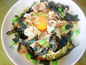 冷やし中華でアレンジ枝豆豚しゃぶ麺 レシピ 作り方 By うかれけんむん 楽天レシピ