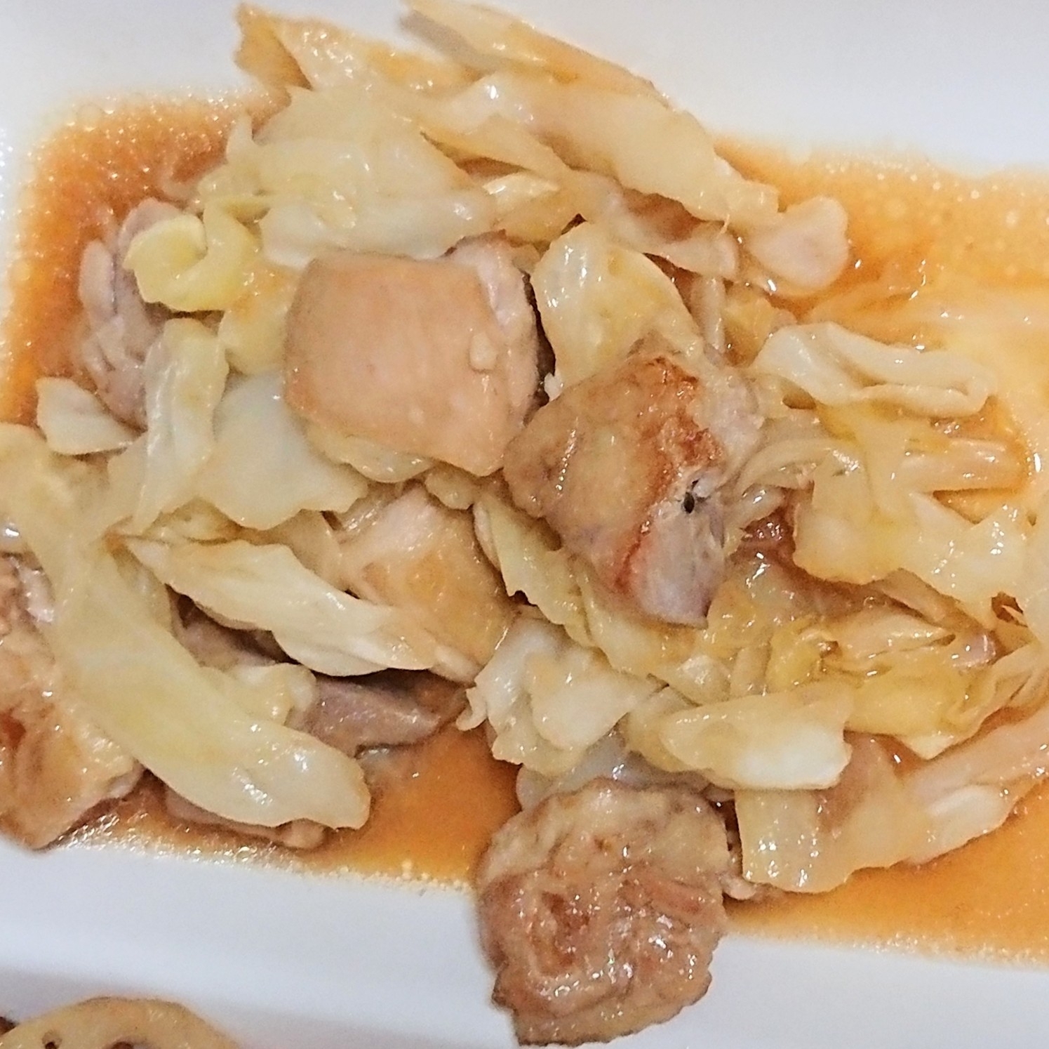 鶏肉とキャベツの蒸し物☆めんつゆvar.