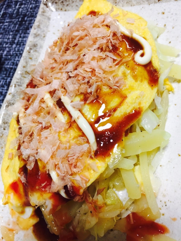 残り物で☆オムレツお好み焼き