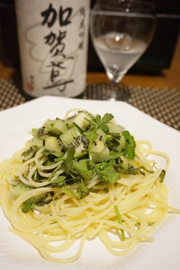 【能登食材】芹とキウイの冷製パスタ