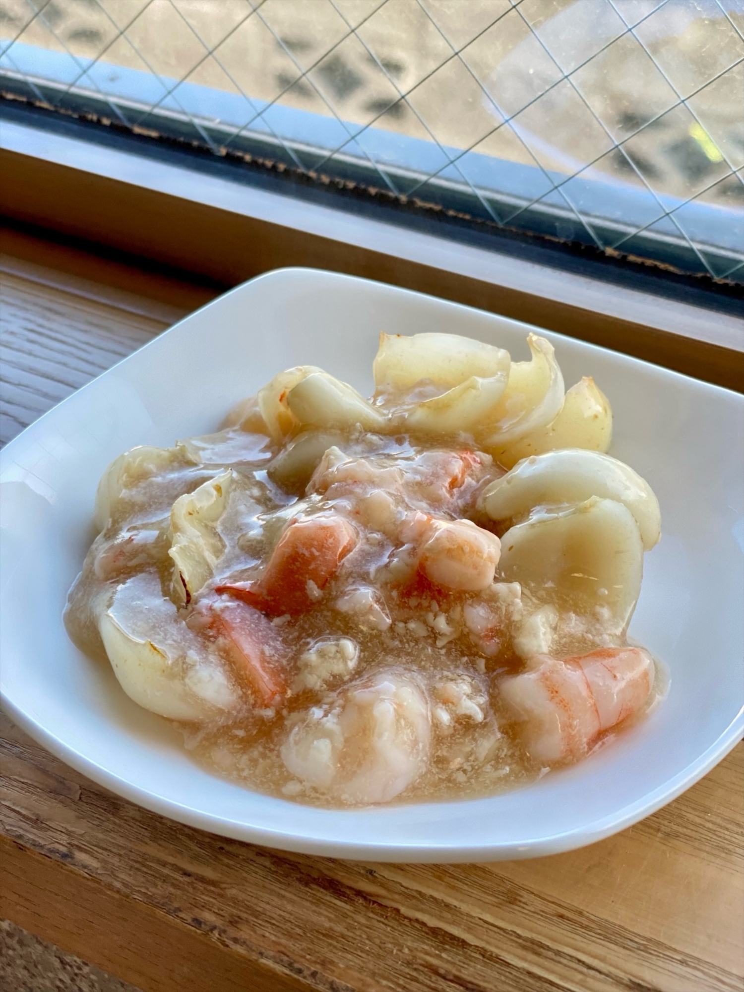百合根の鶏と海老そぼろあんかけ